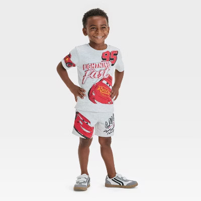 Baby Boys' 2pc Disney Cars Lightning McQueen Top & Shorts Set - Gray 18M | Target