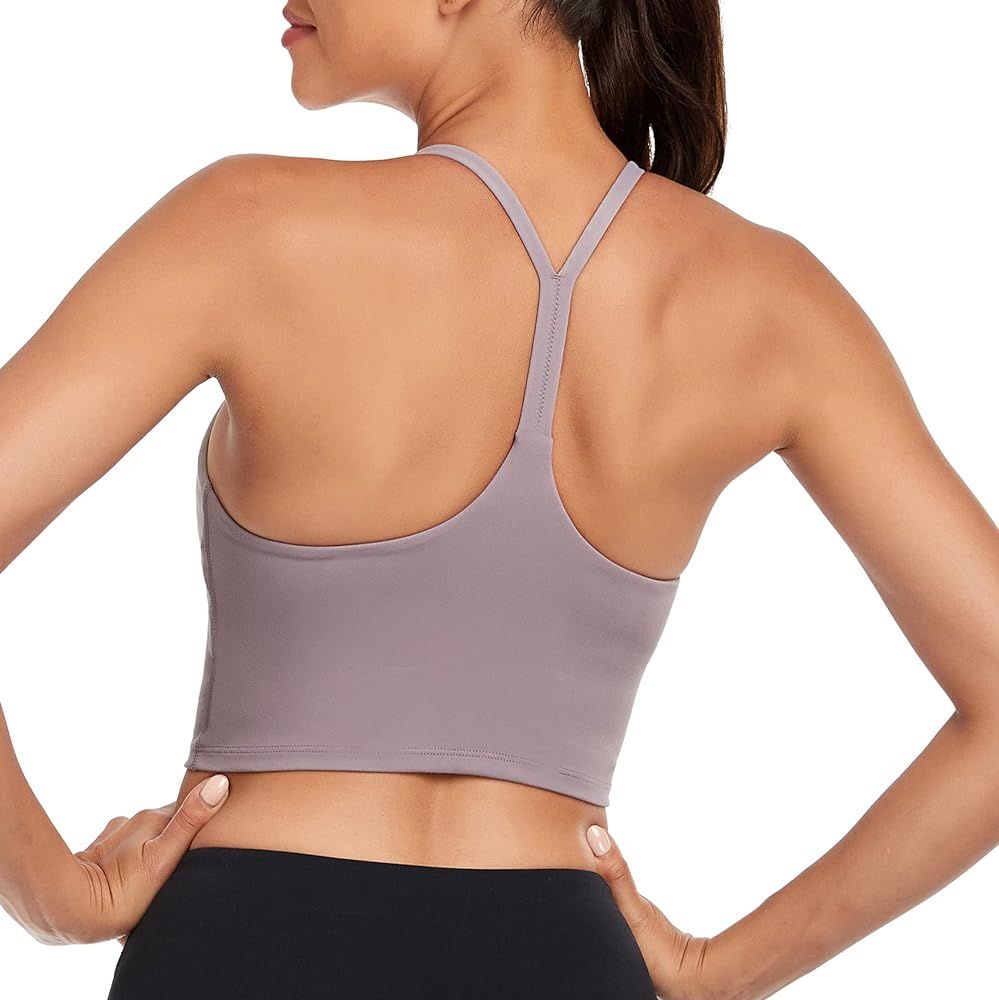 Lemedy Longline Strappy Back Women Padded Sports Bra Workout Yoga Crop Tank Top | Amazon (US)