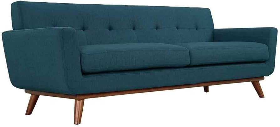 Modway Engage Mid-Century Modern Upholstered Fabric Sofa in Azure | Amazon (US)