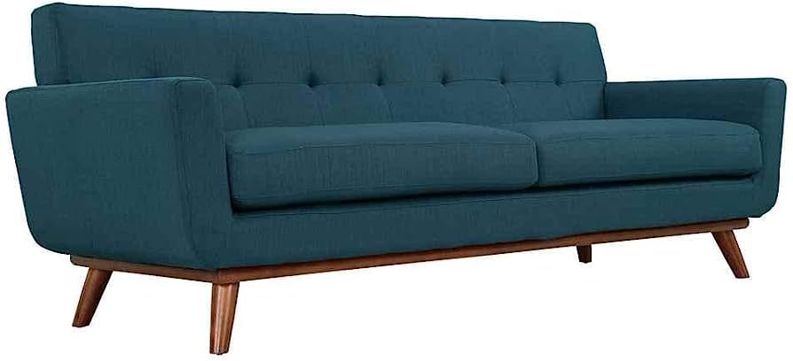 Modway Engage Mid-Century Modern Upholstered Fabric Sofa in Azure | Amazon (US)
