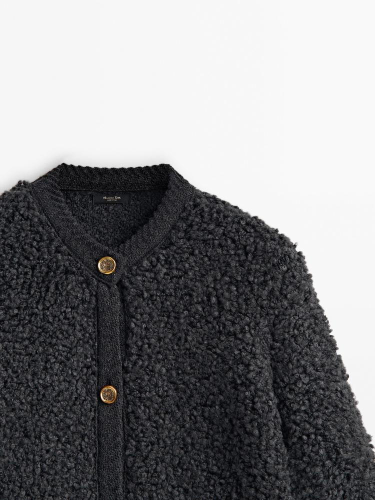 Bouclé knit cardigan with buttons | Massimo Dutti UK