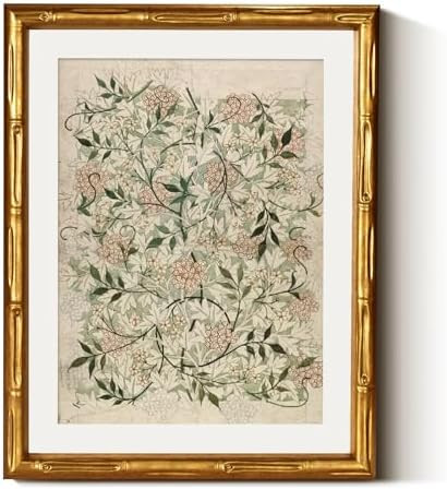 Classic Botanical Vintage Floral Pattern 11x14 Inch Wall Art, William Morris Style Gold Bamboo-Te... | Amazon (US)