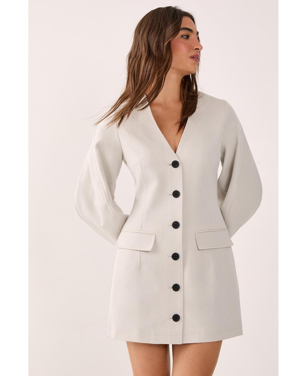 Nasty Gal Women's Button Through Mini Blazer Dress - Ecru | Macy's