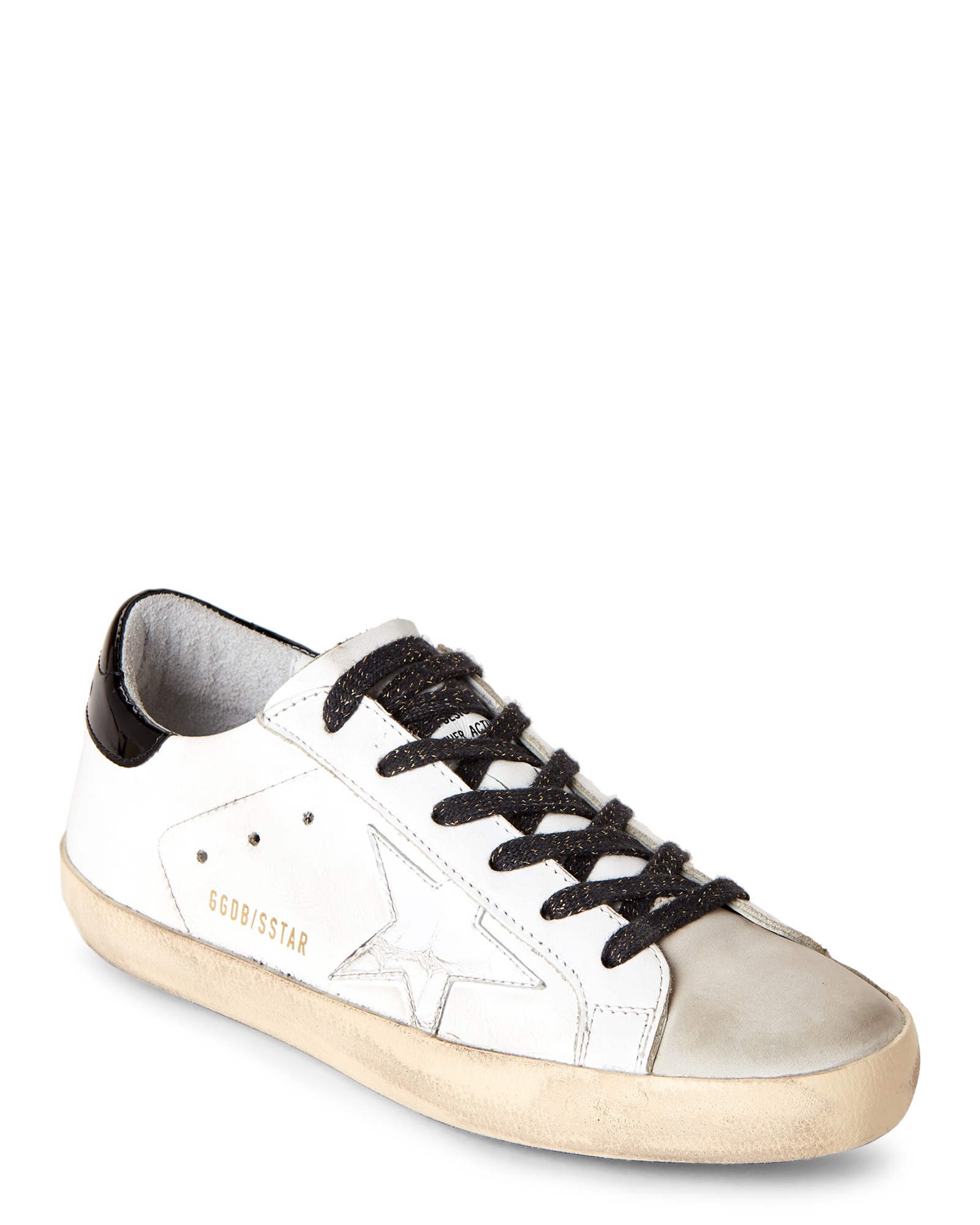 Golden Goose White & Black Green Superstar Distressed Leather Low-Top Sneakers | Century 21 Department Stores
