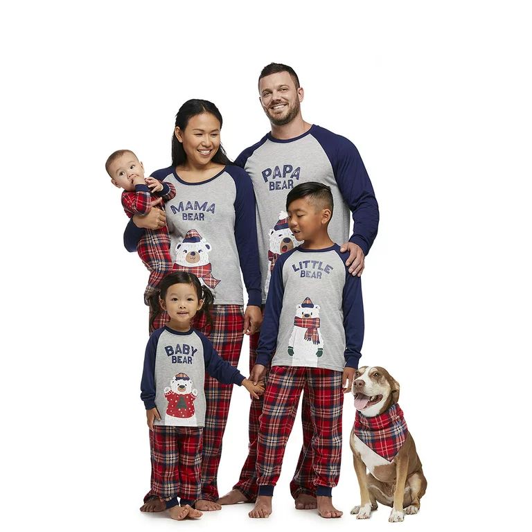 Jolly Jammies Plaid Bears Matching Family Christmas Pajama Sets, Kids - Walmart.com | Walmart (US)