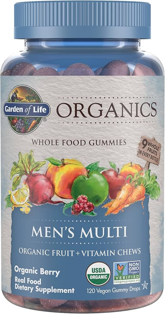 Garden of Life Organics Men's Gummy Vitamins - Berry - Certified Organic, Non-GMO, Vegan, Kosher ... | Amazon (US)