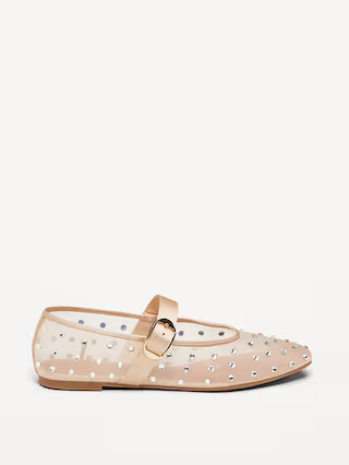 Mesh Embellished Mary Jane Ballet Flat for Women | Old Navy (US)