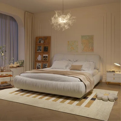 King Size Luxury Upholstered Platform Bed With Oversized Padded Backrest And Solid Wood Frame,Suitable For Multiple Heights Of Mattresses,Green | Wayfair North America