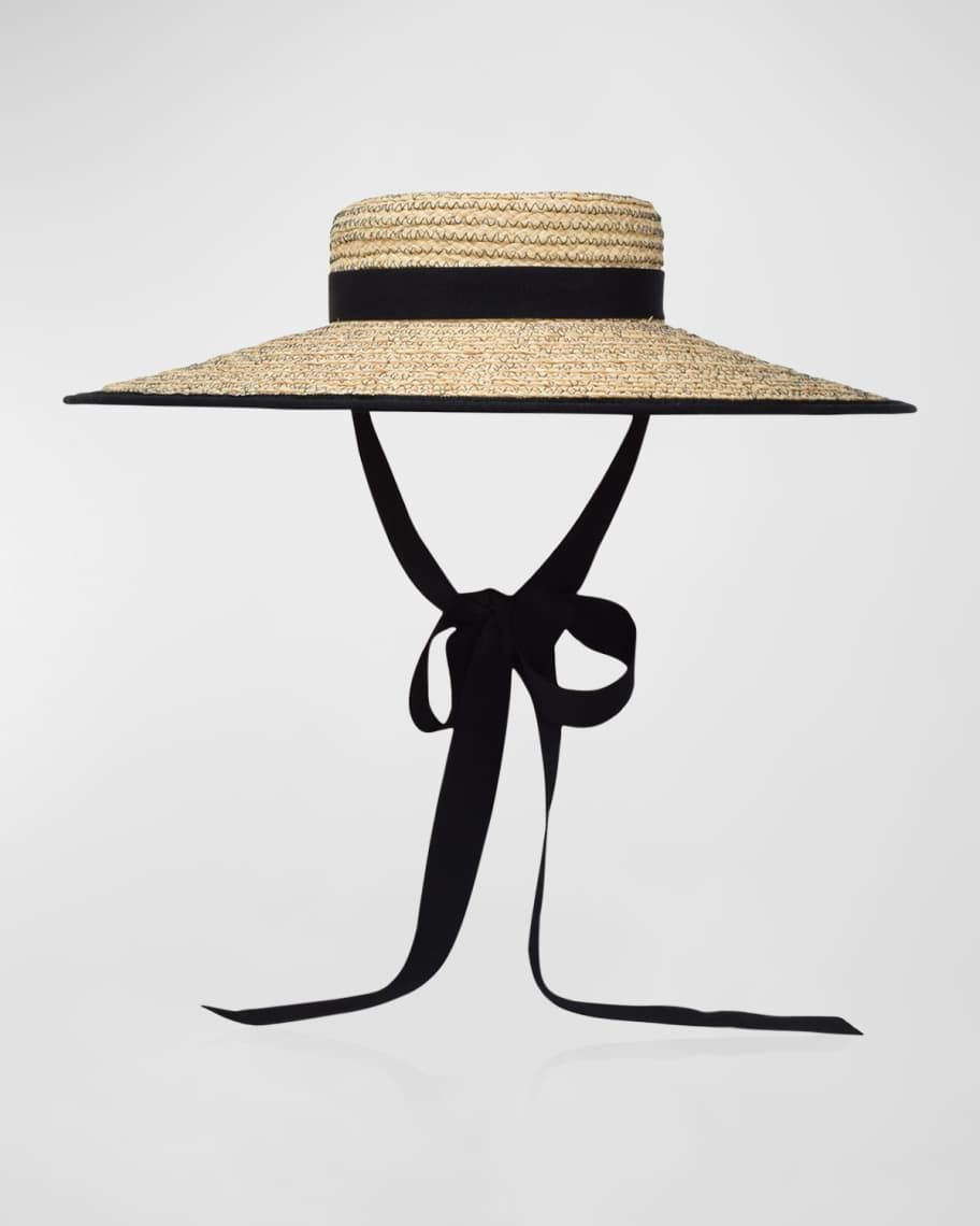 Claiborne Straw Bucket Hat With Cotton Scarf | Neiman Marcus