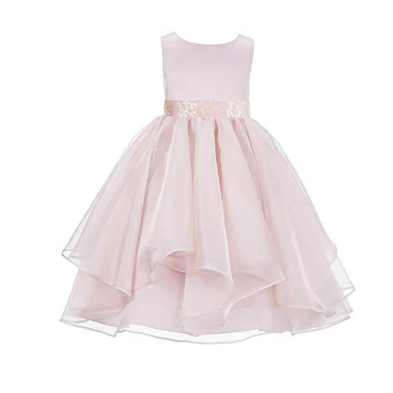 Ekidsbridal Asymmetric Ruffled Organza Sequin Flower Girl Dress Weddings Easter Special Occasions... | Walmart (US)