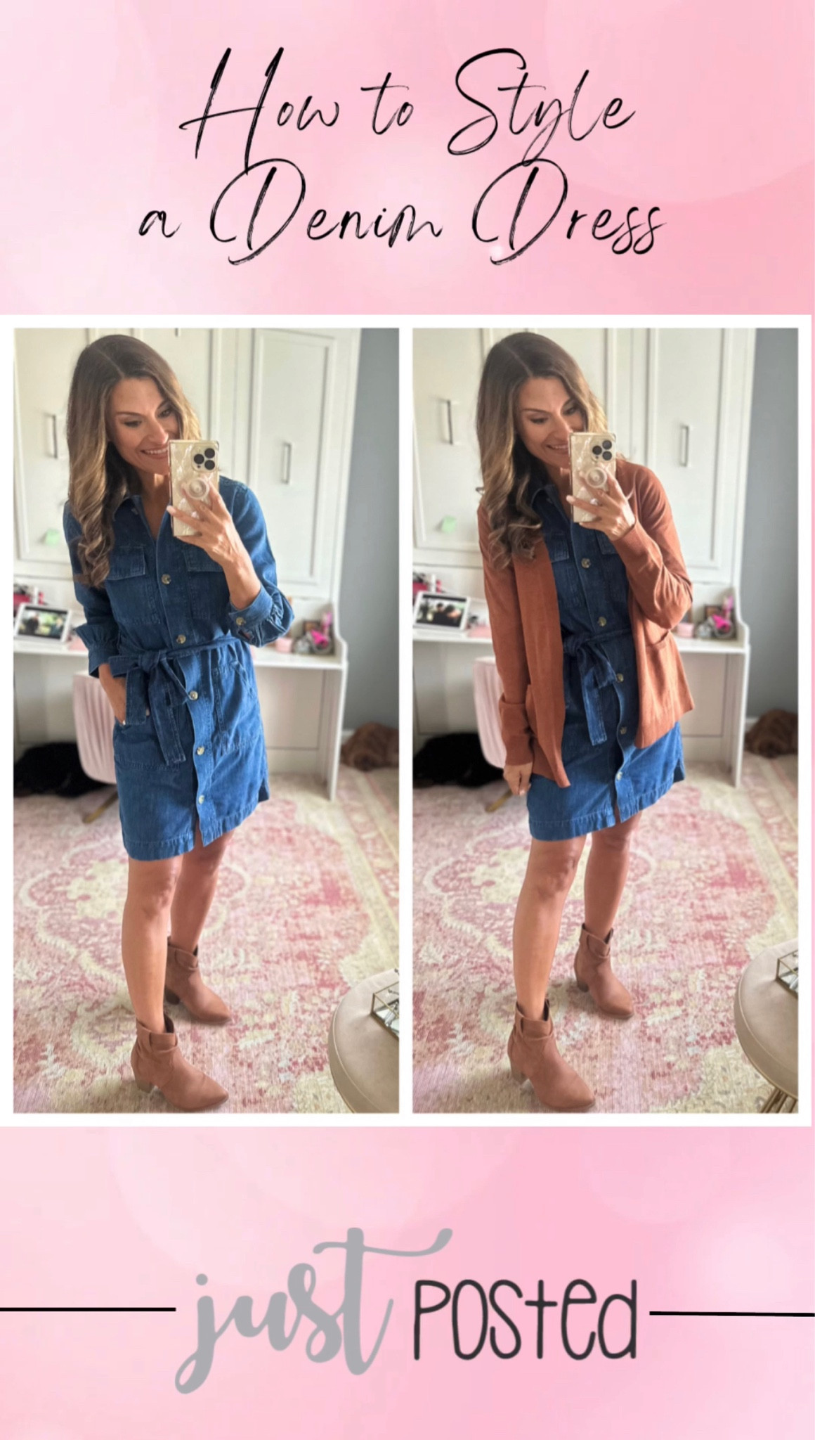 How to style a denim dress from @walmartfashion #ad #freeassembly #walmartfashion 