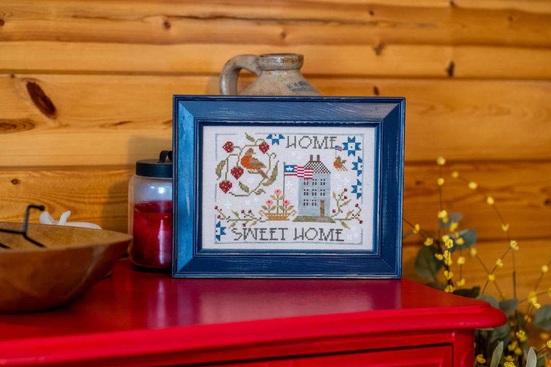 Home Sweet Home, Patriotic Summer, With Thy Needle and Thread, finished cross stitch, framed and ... | Etsy (US)