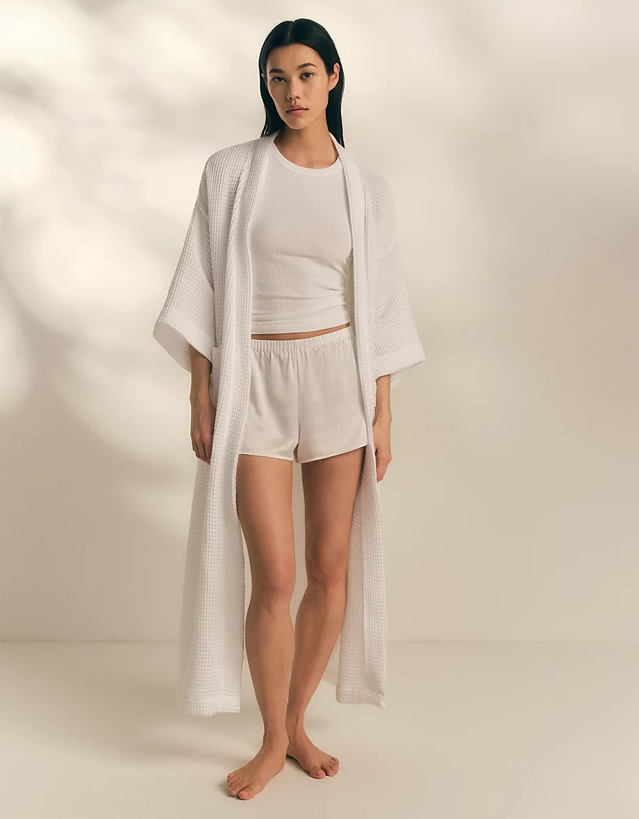 Long Lightweight Organic Cotton Waffle Robe | Robes & Dressing Gown... | The White Company UK & ROW
