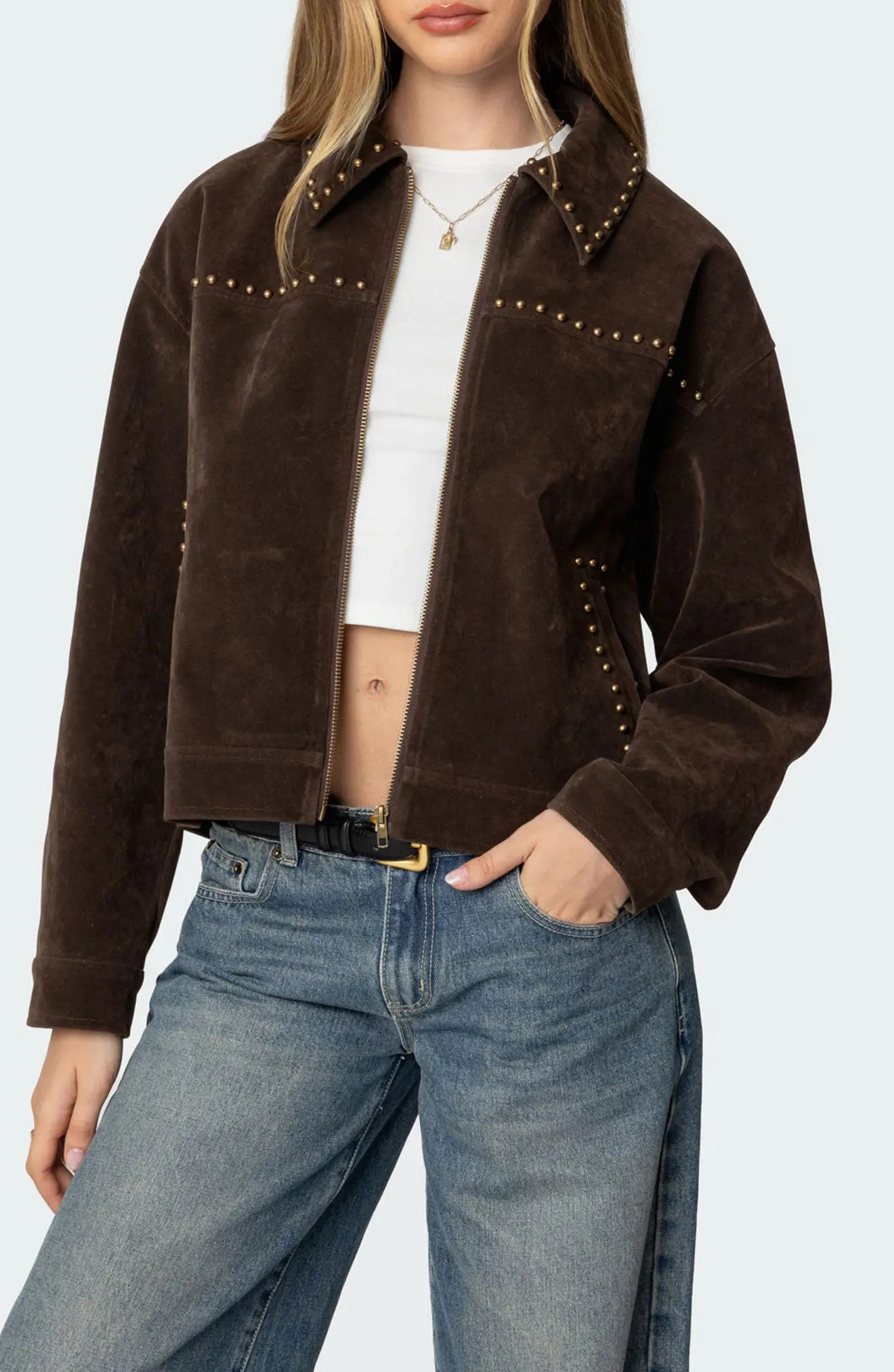 Memphis Studded Faux Suede Jacket (Women) | Nordstrom | Nordstrom