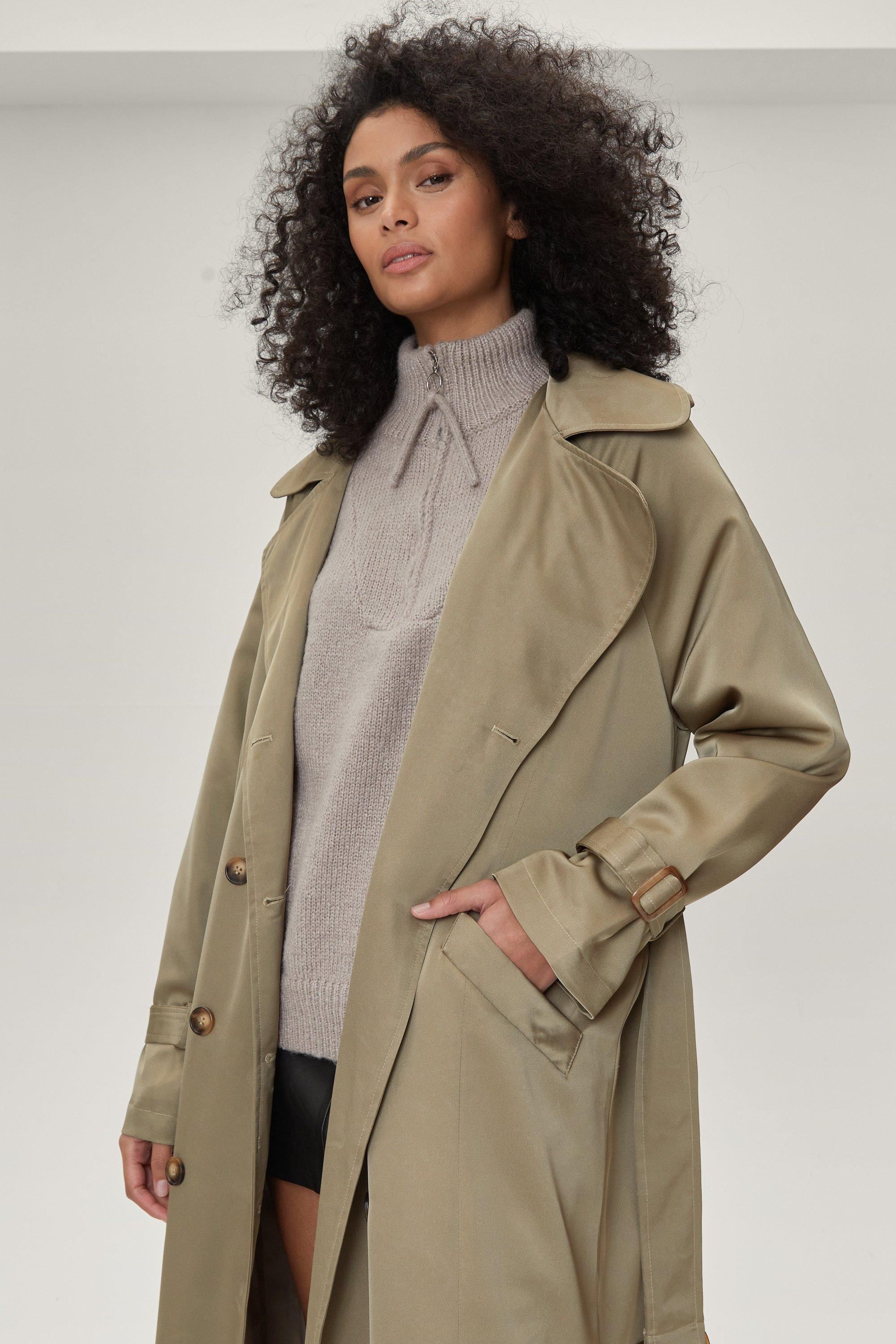 Satin Longline Double Breasted Belted Trench Coat | Nasty Gal UK (+IE)