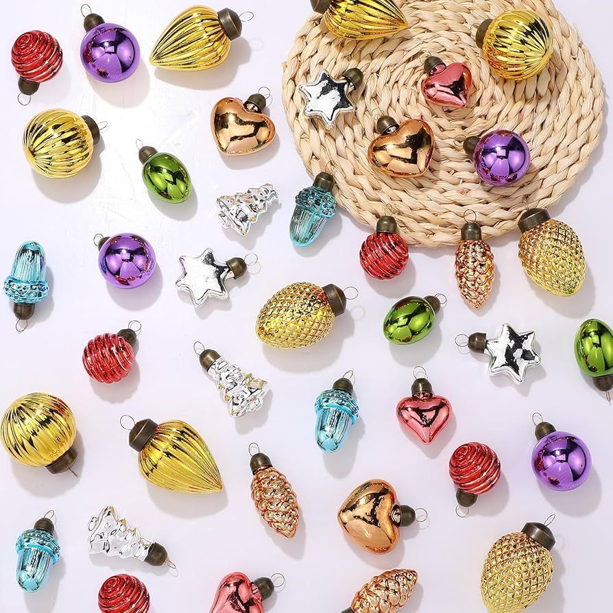 Glimin 36 Pcs Vintage Christmas Ornaments 2-2.4 Inch Glass Christmas Pinecone Antique Decorations Mi | Amazon (US)