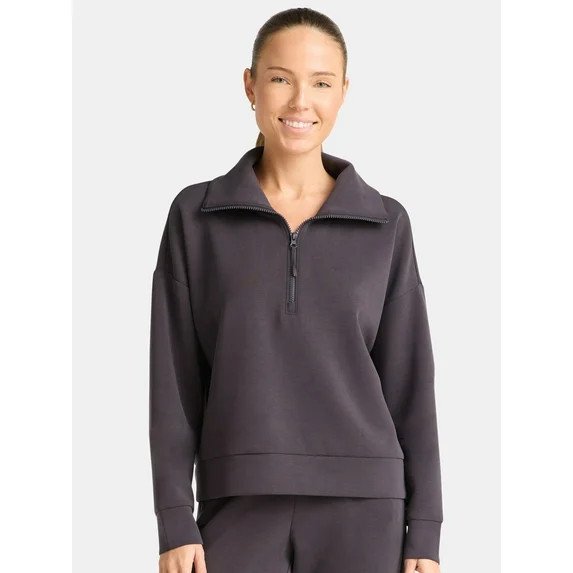 Avia Women's and Women's Plus Knit Quarter Zip Pullover, Sizes XS-4X | Walmart (US)