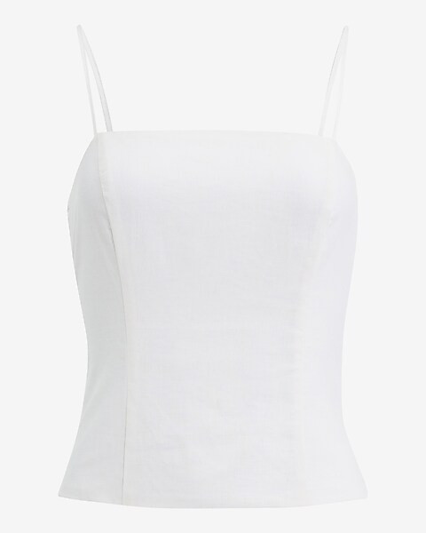 Linen-Blend Square Neck Cami | Express