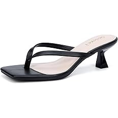 Kitten Flip Flop Thong Low Heels for Women Square Open Toe Slip On Heeled Sandals | Amazon (US)