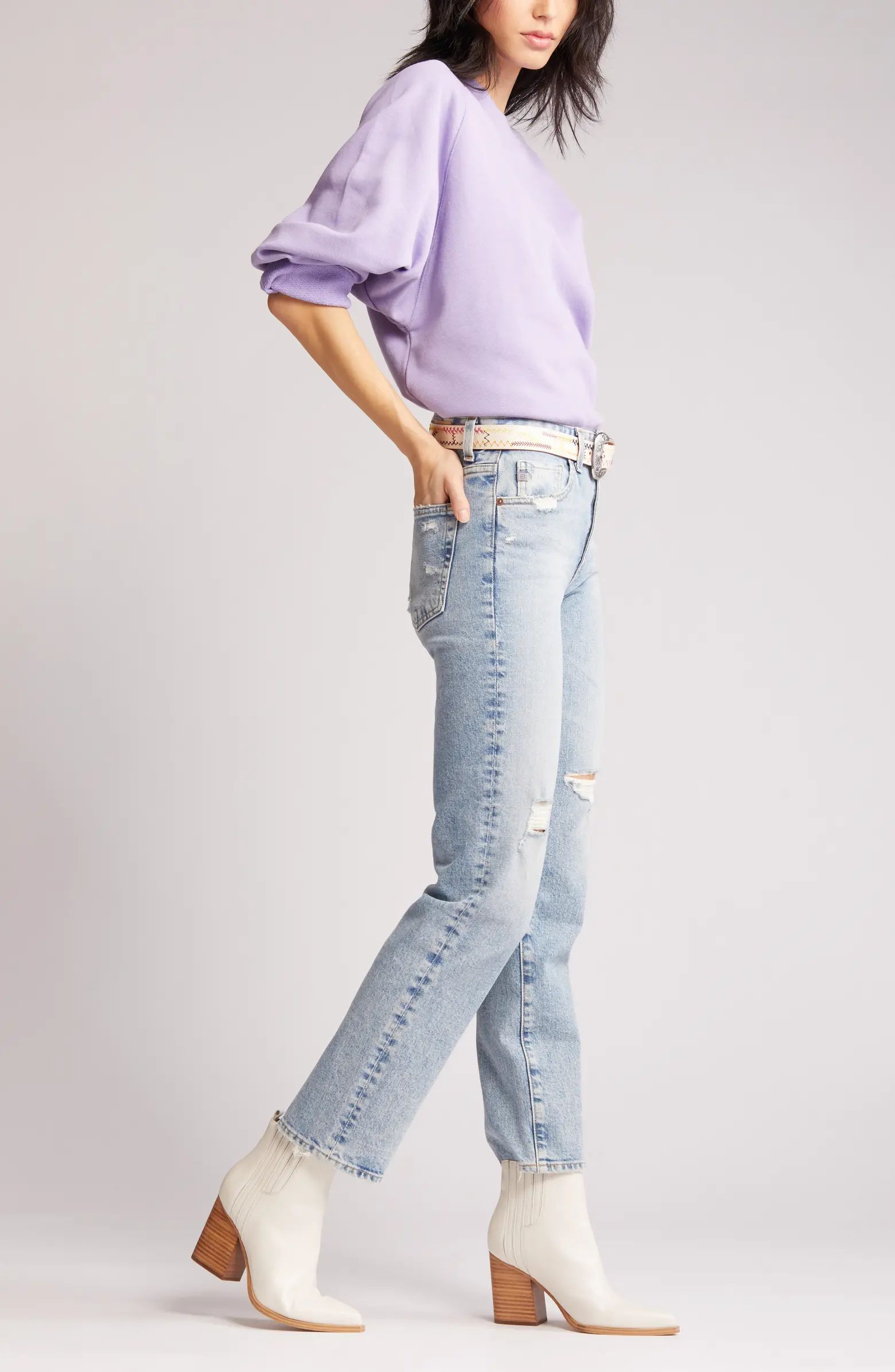 Saige Distressed Ankle Straight Leg Jeans | Nordstrom