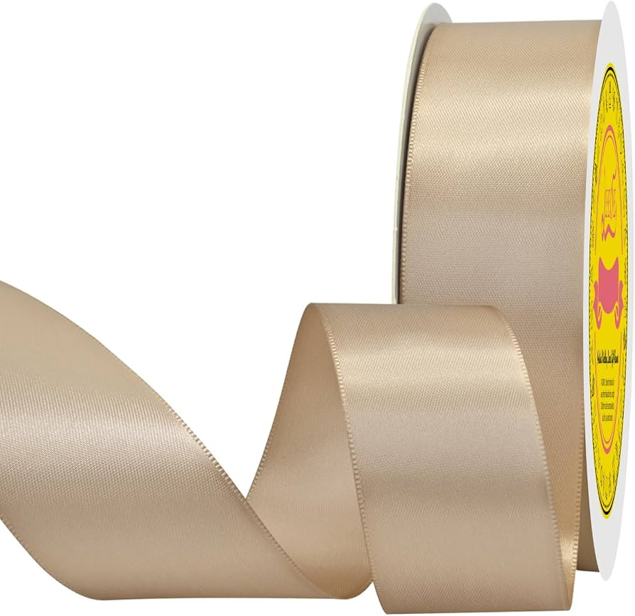 Double Face Tan Satin Ribbon 1-1/2 inch X 50 Yards Polyester Tan Ribbon for Gift Wrapping Very Su... | Amazon (US)