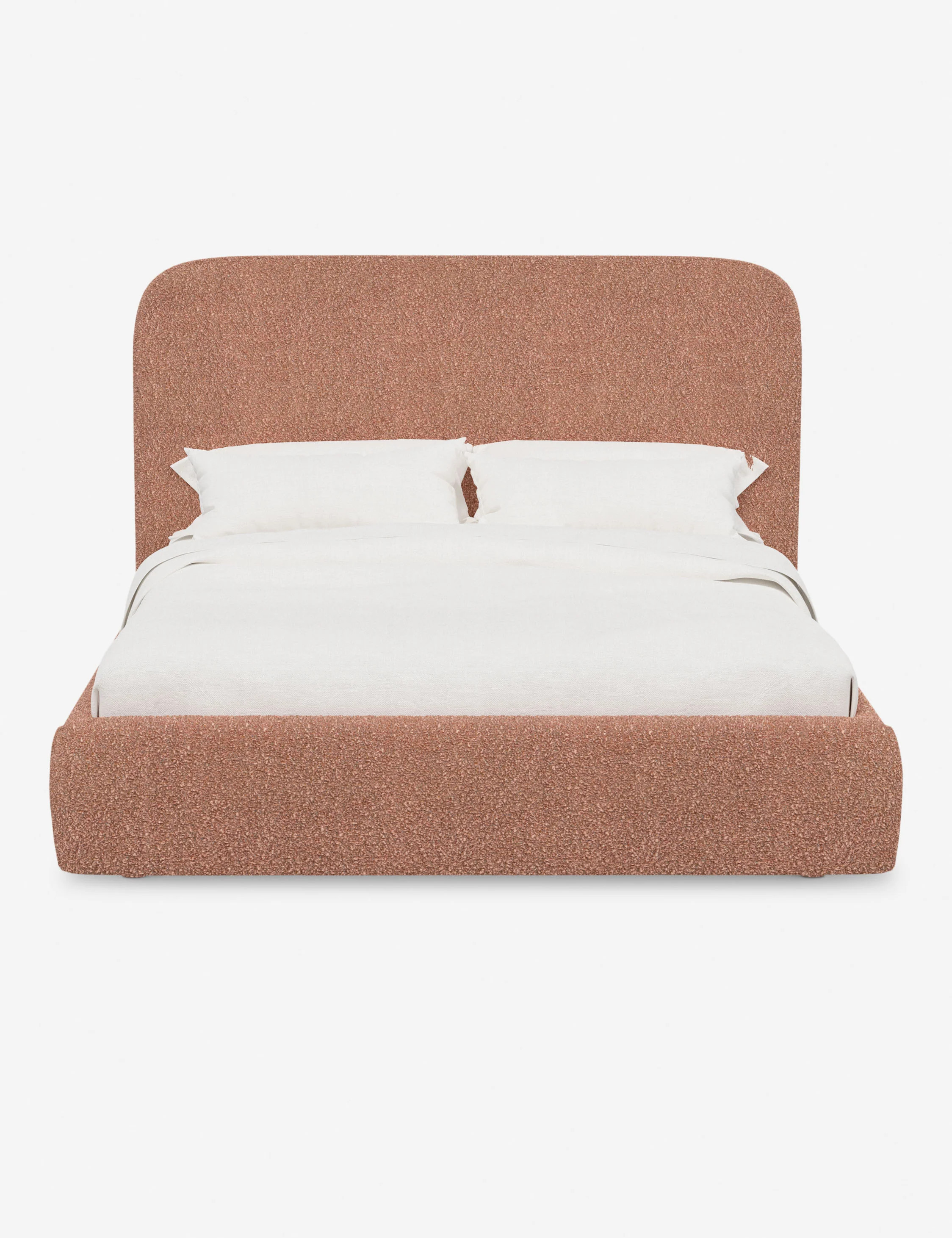 Nabiha Tall Platform Upholstered King Bed, Blush Luxe Boucle | Lulu and Georgia 