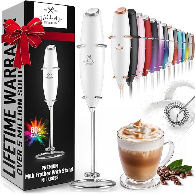Zulay Powerful Milk Frother Handheld Foam Maker for Lattes - Whisk Drink Mixer for Coffee, Mini F... | Amazon (US)