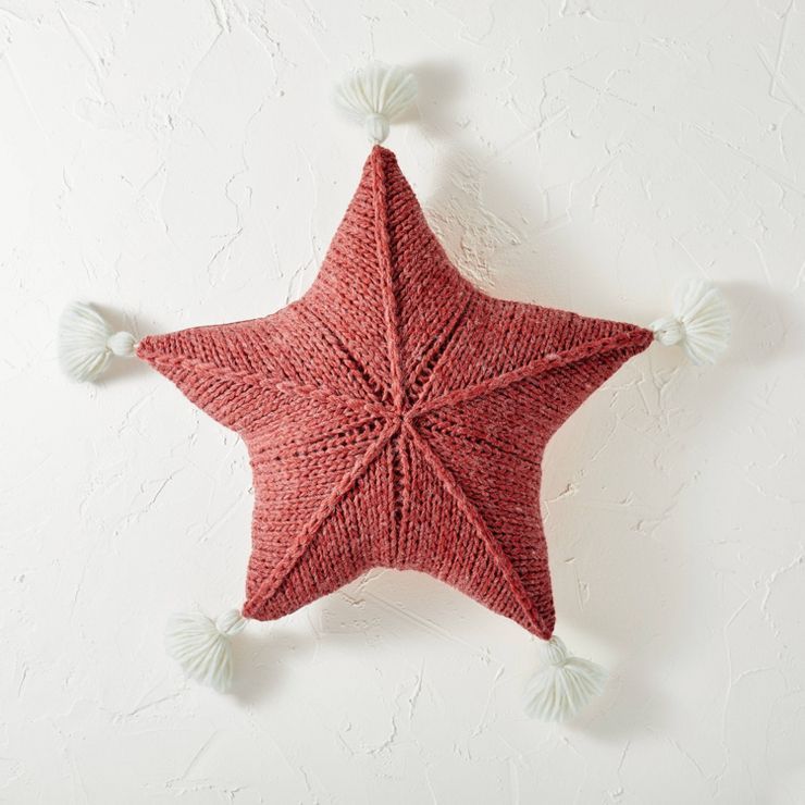 Star Shaped Sweater Knit Throw Pillow Red - Opalhouse™ designed with Jungalow™ | Target