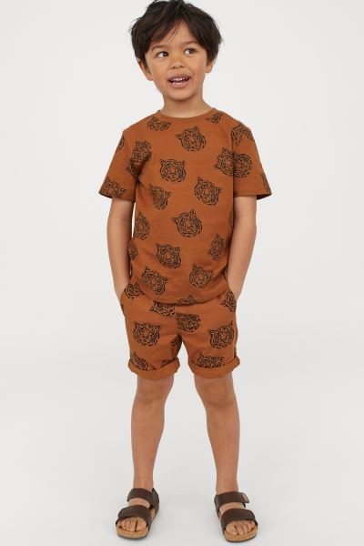 Cotton Shorts - Brown/tigers -  | H&M US | H&M (US + CA)