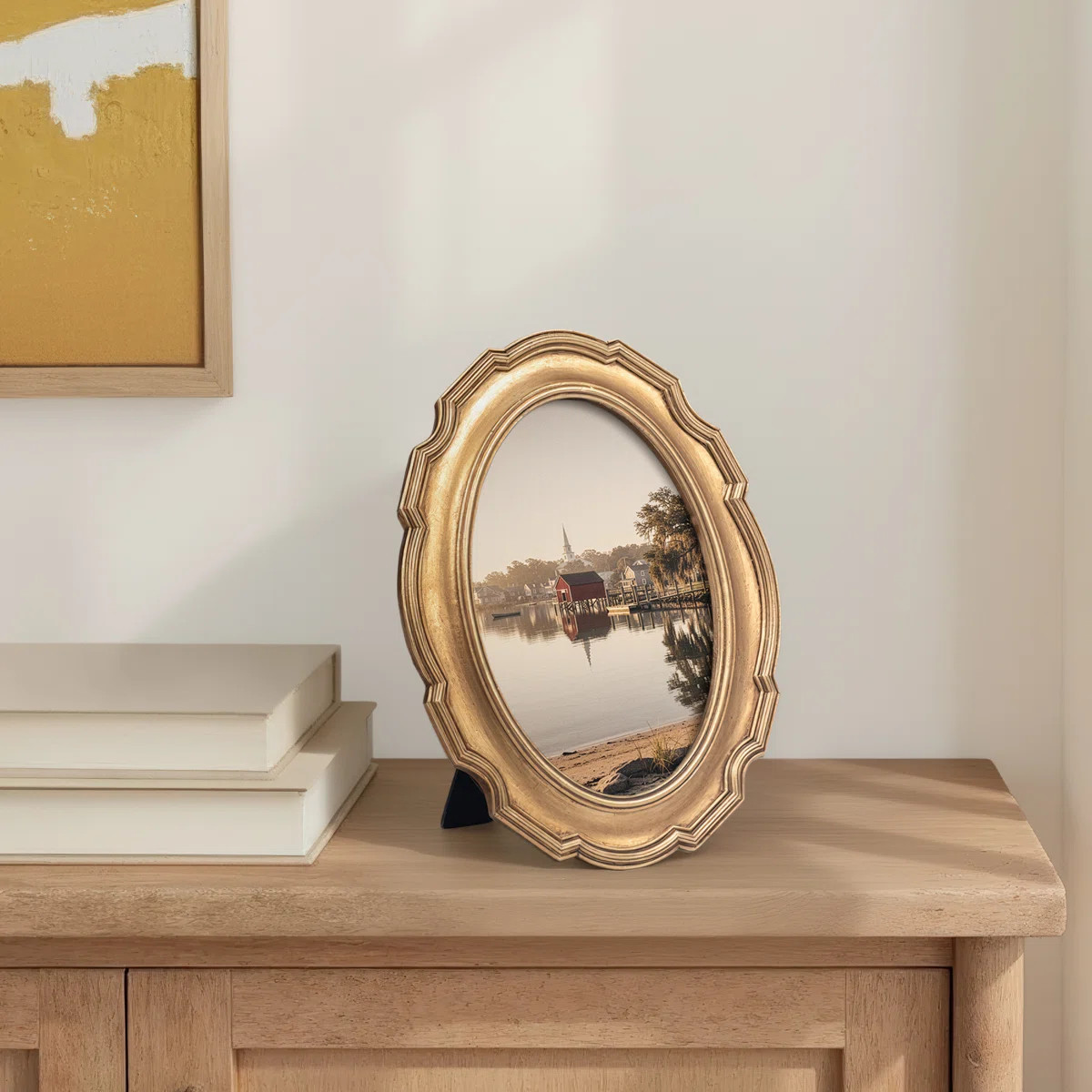 Boho Resin Glass Picture Frame with Metallic Gold Finish - 7" Vintage-Inspired Oval Design for Ho... | Wayfair North America