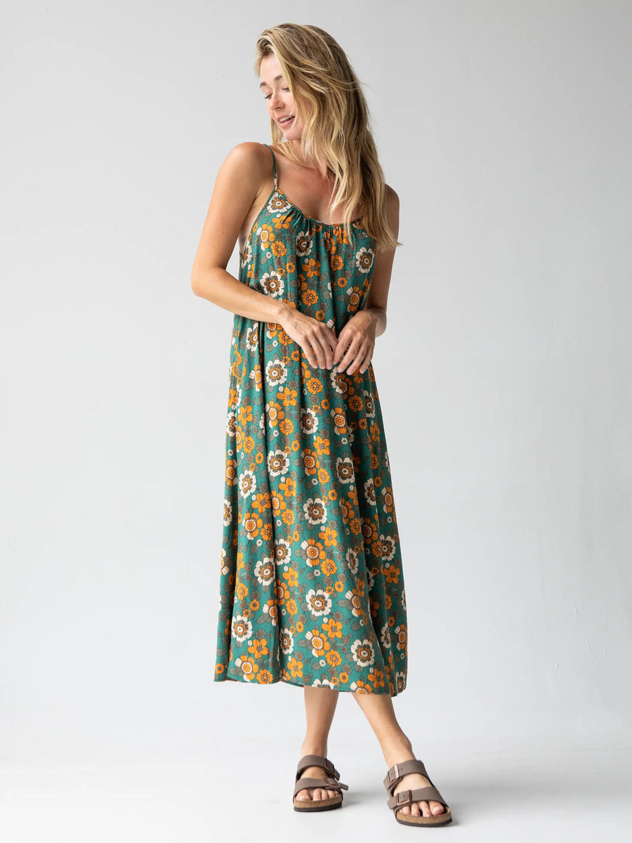 Lizzie Midi Dress - Orange Retro Floral | Natural Life
