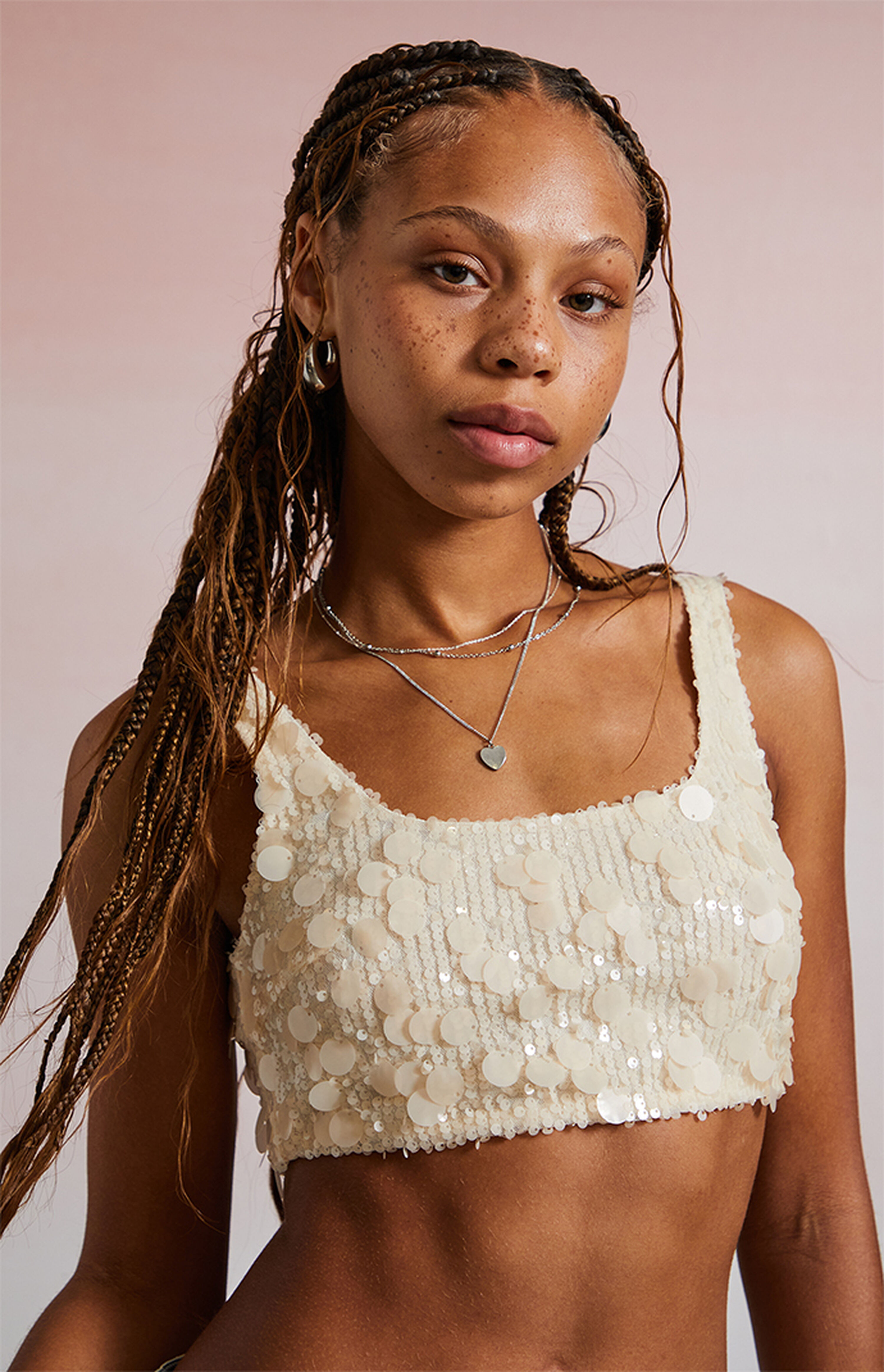 Third Charm Tatianna Sequin Micro Tank Top | PacSun