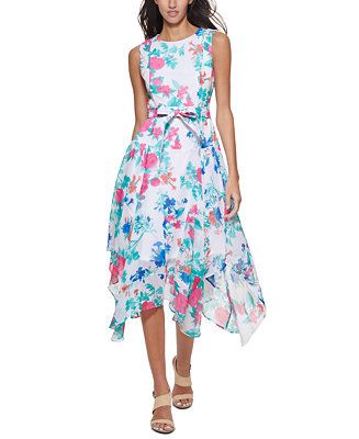 Calvin Klein Women's Floral-Print Midi Dress & Reviews - Dresses - Women - Macy's | Macys (US)