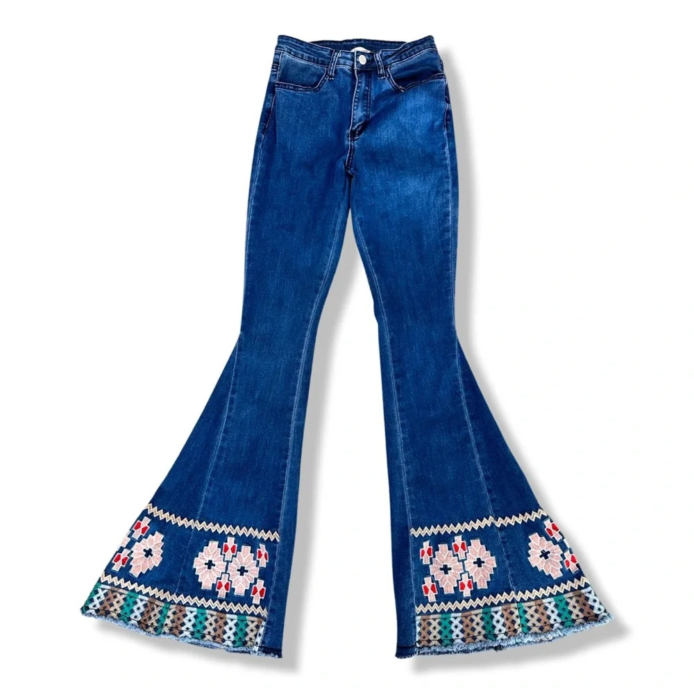 Saints & Hearts Bell Tribal Flare Embroidered Jeans | Poshmark