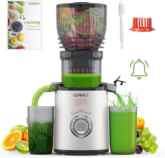 OMMO Juicer Machines, 300W Cold Press Juicer for Whole Vegetables & Fruits with 6'' Large Feed Ch... | Amazon (US)