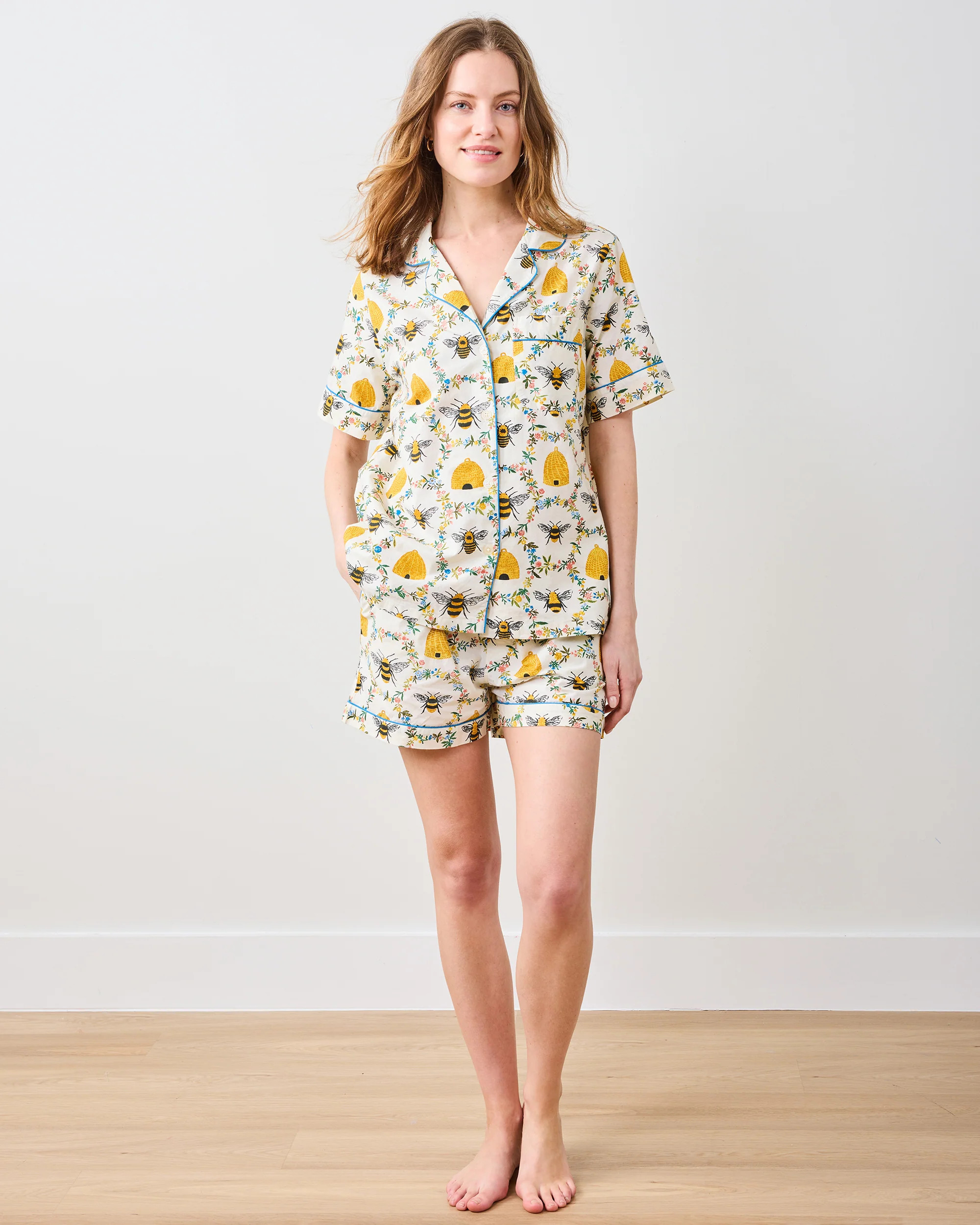 Sweet Bee - Women's Organic Cotton Petite Short Set - Cream | Printfresh