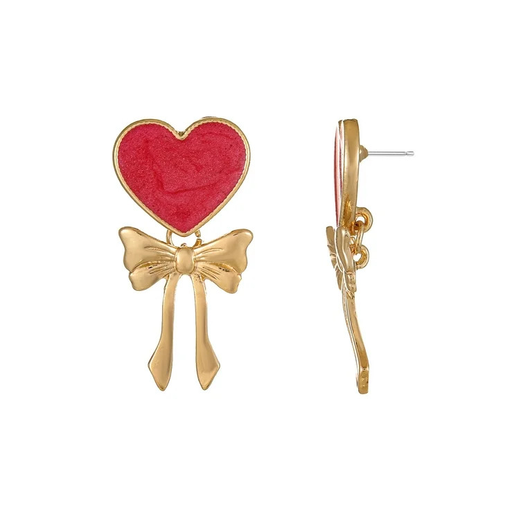 Way to Celebrate Valentine's Day Heart with Bow Earrings, 1 Pair | Walmart (US)