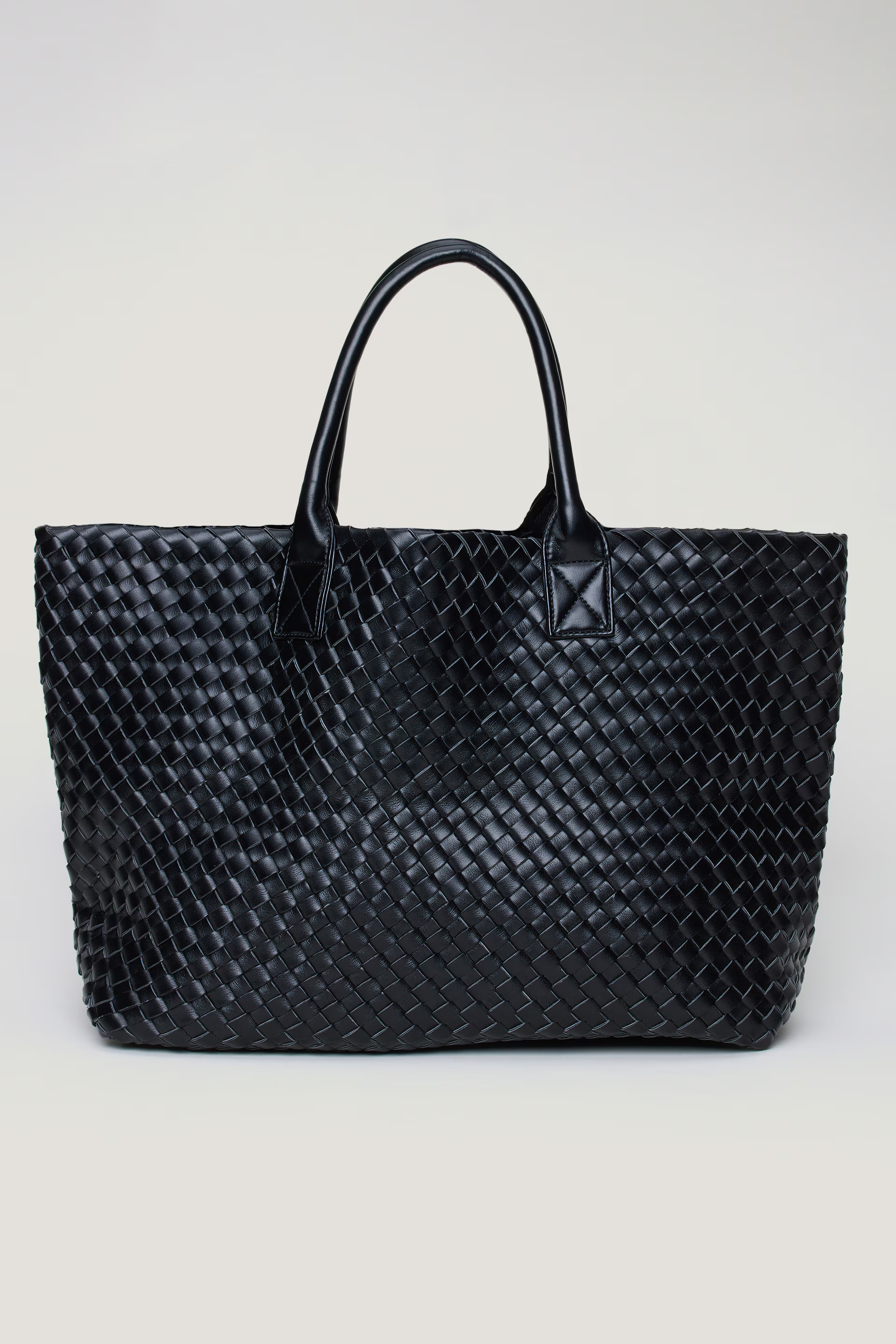 Oversized Woven Faux Leather Tote | Dynamite Clothing