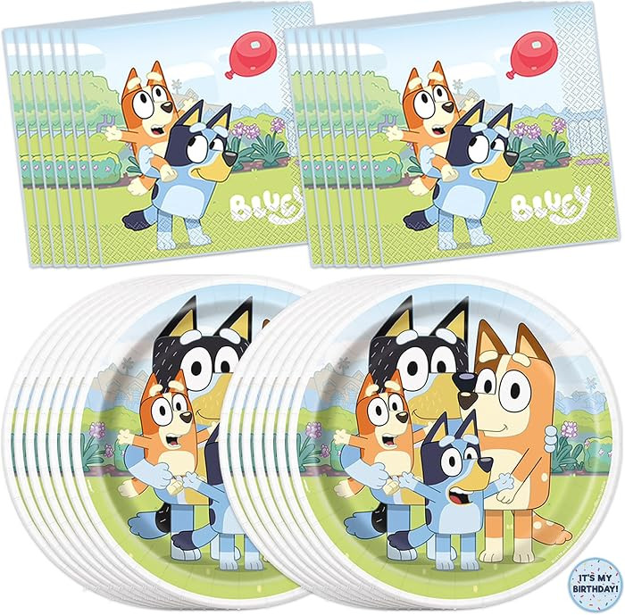 Unique Bluey Birthday Party Supplies | Serves 16 | Bluey Party Supplies | Bluey Birthday Decorati... | Amazon (US)