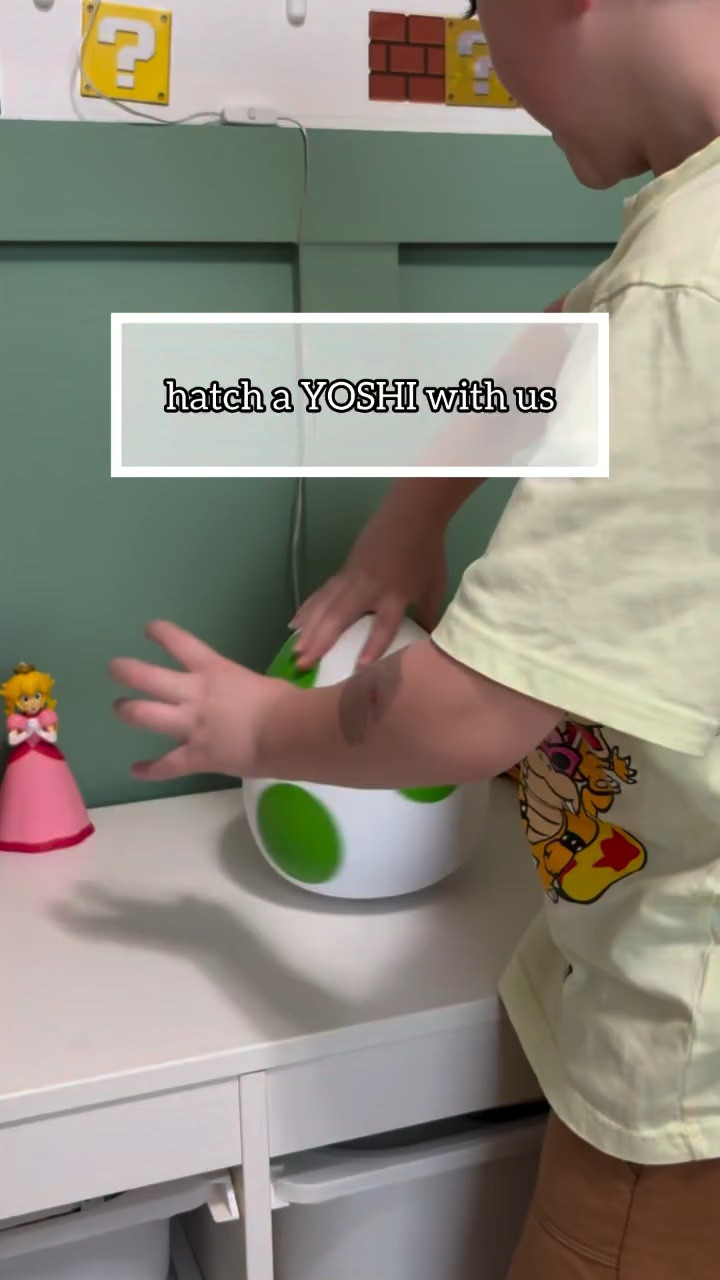 our favorite egg this easter 💚🤍 finally got our hands on a Hatchin’ Yoshi egg and now we have our very own little green dino friend 🫶🏻 he talks, he interacts, he lights up and we’ve even caught him with a Nintendo switch remote a time or two 😜 

comment YOSHI and I’ll dm you a link to get your own! #hatchingyoshi #yoshiegg #mariotoys #musthavetoys
