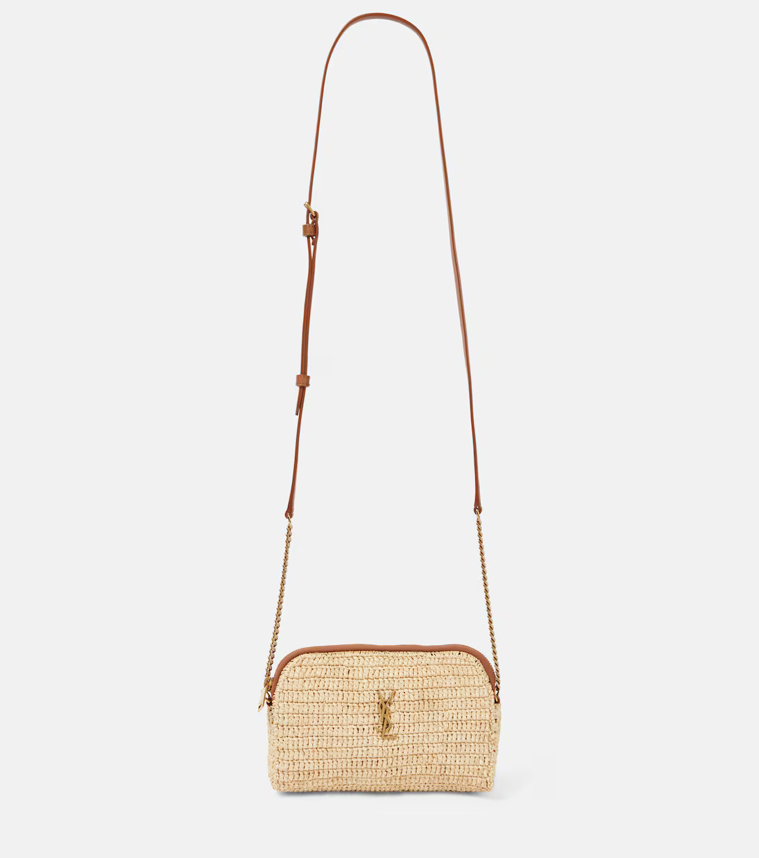 Gaby leather-trimmed raffia shoulder bag | Mytheresa (UK)