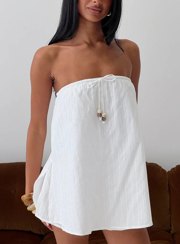 Isafelia Strapless Playsuit Off White | Princess Polly US