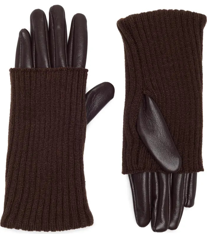 Knit & Faux Leather Gloves | Nordstrom Rack