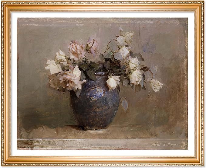 Vintage Fragrant Roses Painting | Flowers Wall Art for Living Room | Neutral Floral Wall Art Prin... | Amazon (US)