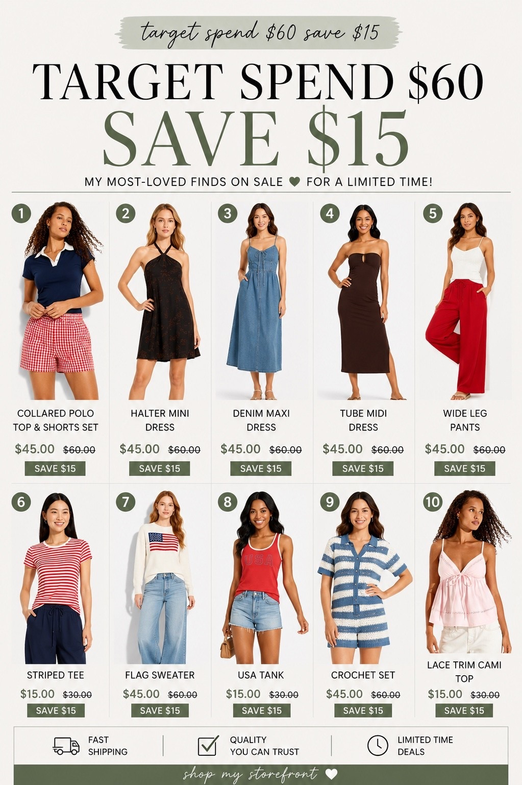 One of the best Target promotions is here — spend $60 and save $15 on tons of summer fashion finds! 🌸☀️ From cute dresses and wide-leg pants to patriotic styles, crochet sets, and everyday basics, these are the pieces I’m adding to cart before they’re gone.

✨ Spend $60, Save $15
✨ Affordable summer outfits
✨ Vacation-ready styles
✨ Trendy Target fashion finds
✨ Limited-time savings

Tap through my LTK to shop all of my favorite Target finds and take advantage of this deal before it ends! 🤍 @Target #ad

#LTKSaleAlert #LTKootd #LTKSeasonal