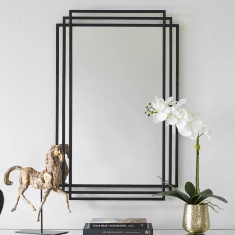 Amherst Matte Black Metal 23 3/4" x 36 1/2" Wall Mirror | Lamps Plus