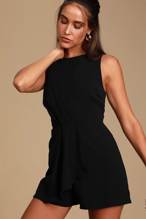 My Dear Black Pleated Sleeveless Romper | Lulus (US)