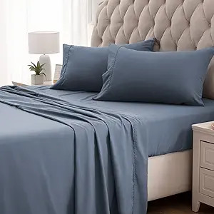 SLEEP ZONE Super Soft Cooling King Bed Sheets Set 4 Piece - Easy Care Fitted Flat Sheet & Pillowc... | Amazon (US)