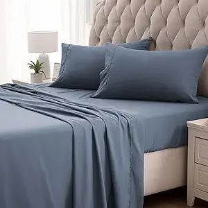 SLEEP ZONE Super Soft Cooling King Bed Sheets Set 4 Piece - Easy Care Fitted Flat Sheet & Pillowc... | Amazon (US)