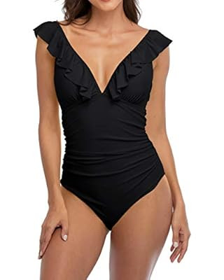 CUPSHE Women's V Neck One Piece Swimsuit Ruffled Lace Up Monokini | Amazon (US)